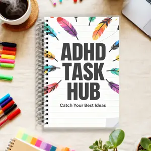 ADHD PLANNER - Boost Productivity & Enhance Focus with This Color-Coded Daily Organizer, A5 Notebook for Neurodivergent Brains with Sections for Wins & Thoughts, 108 Pages, Spiral Bound