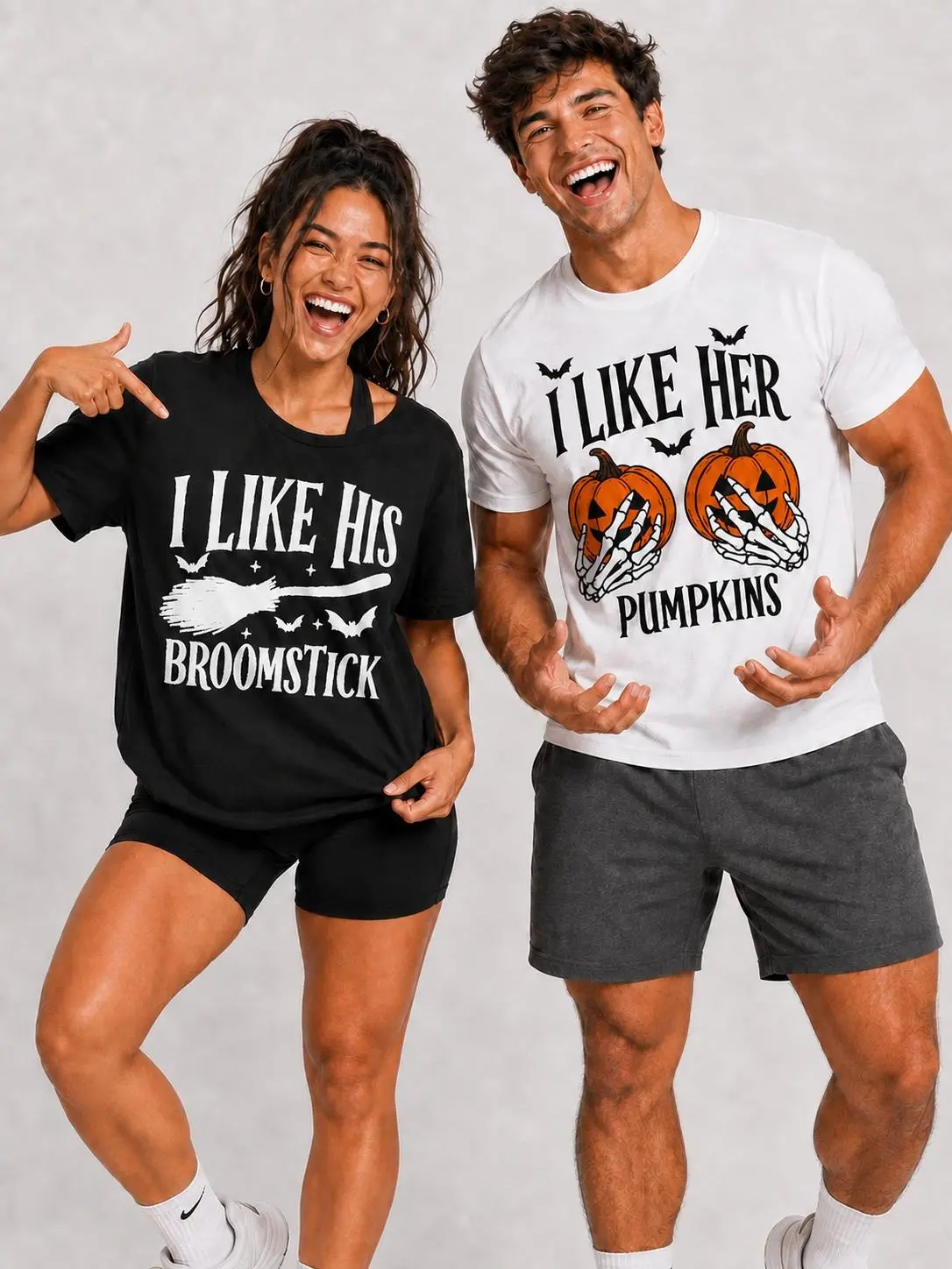 Matching Halloween Shirts for Couples Funny Couples Shirt Halloween Couple Costume Pumpkin Shirt Broomstick Shirt His Hers Halloween Graphic Tee Spooky Season