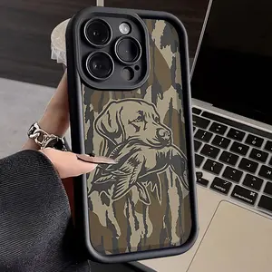 Camo Hunting Dog iPhone Case| Duck Hunter Aesthetic Rugged Shockproof Cover for iPhone 17 Pro Max / 16 / 15 / 14 / 13 / 12 / 11 – Outdoor Men’s Phone Case