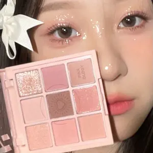 Gentle Nude Color 9-Color Eyeshadow Palette, Pearl Fine Glitter Powder, Waterproof Long-Lasting, Daily Commute Makeup, Fake Bare Skin Look