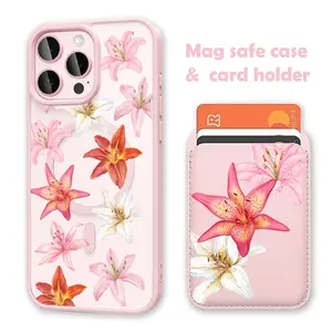 Chic Lily MagSafe Compatible Phone Case & Card Holder Wallet Magnetic Shockproof Cover for iPhone 17 /16 Pro Max CasesHand-Painted Christmas Trees