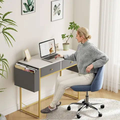 Flycity Stylish Desk with Storage,Workstation & Study Table More in one Storage Desk,Multifunctional Vanity & Work Desk for Home Office