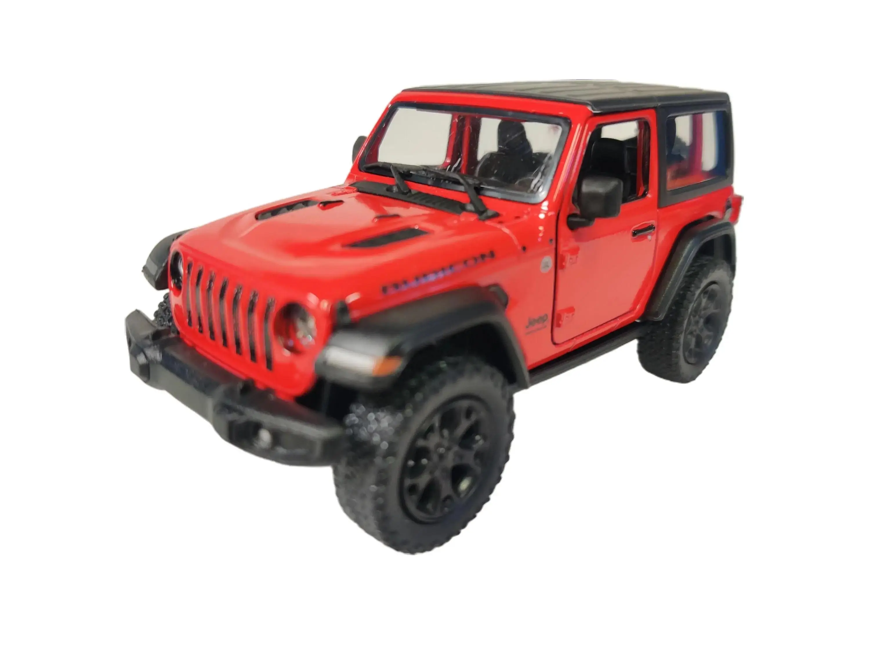 KINSMSART 1:34 Scale 2018 Jeep Wrangler Hard Top Diecast Model Car 5 Inches Red Collectible with Openable Doors and Pull Back Action