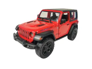 KINSMSART 1:34 Scale 2018 Jeep Wrangler Hard Top Diecast Model Car 5 Inches Red Collectible with Openable Doors and Pull Back Action