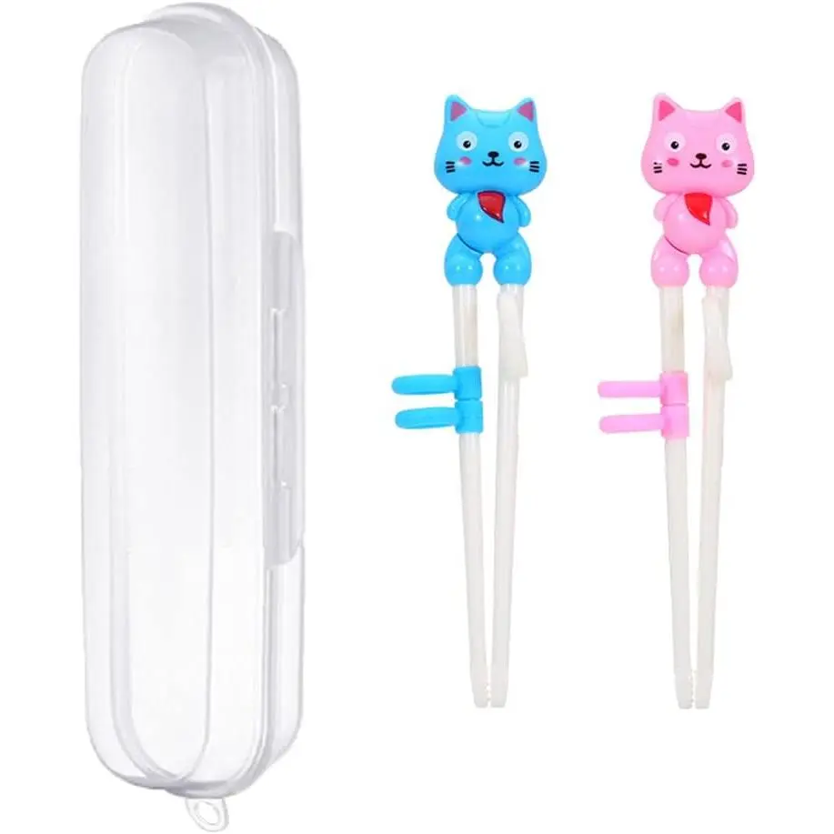 2 Pairs  Chopsticks - Cute  Cartoon Design, Plastic  Chopsticks for , Chopstick Helper/Trainer, by