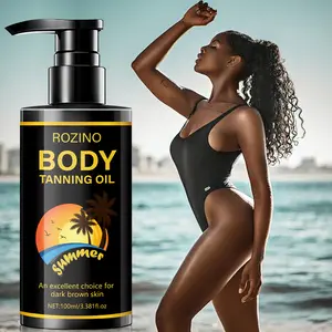 Rozino Body Tanning Oil – Get Antique Bronze Glow, Natural Ingredients for Dark Brown Skin, 100ml
