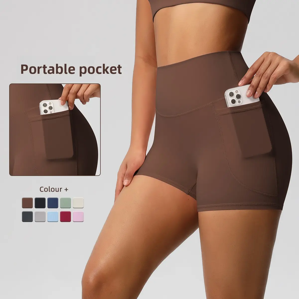 High Waisted Yoga Running Shorts for Women with Pockets Tummy Control Compression Biker Shorts Workout Athletic Training Gym Shorts Women