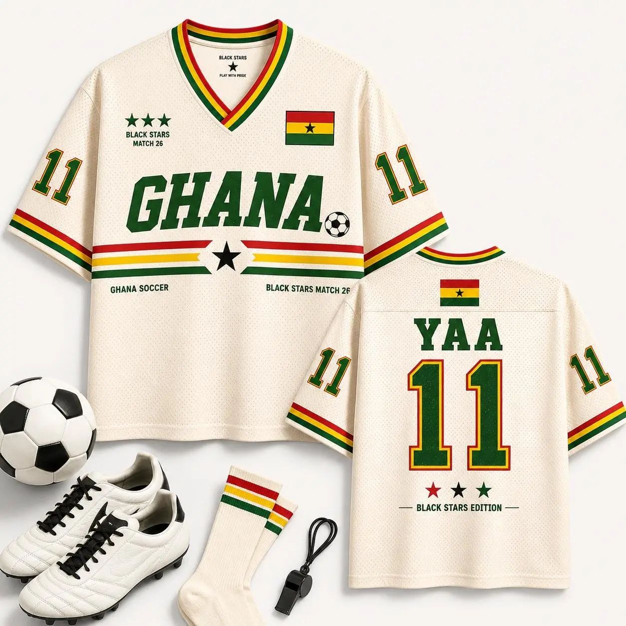 Personalized Ghana Soccer Jersey, Retro Caribbean Shirt, Custom Name Number Jersey, Ghana Football Fan Gift