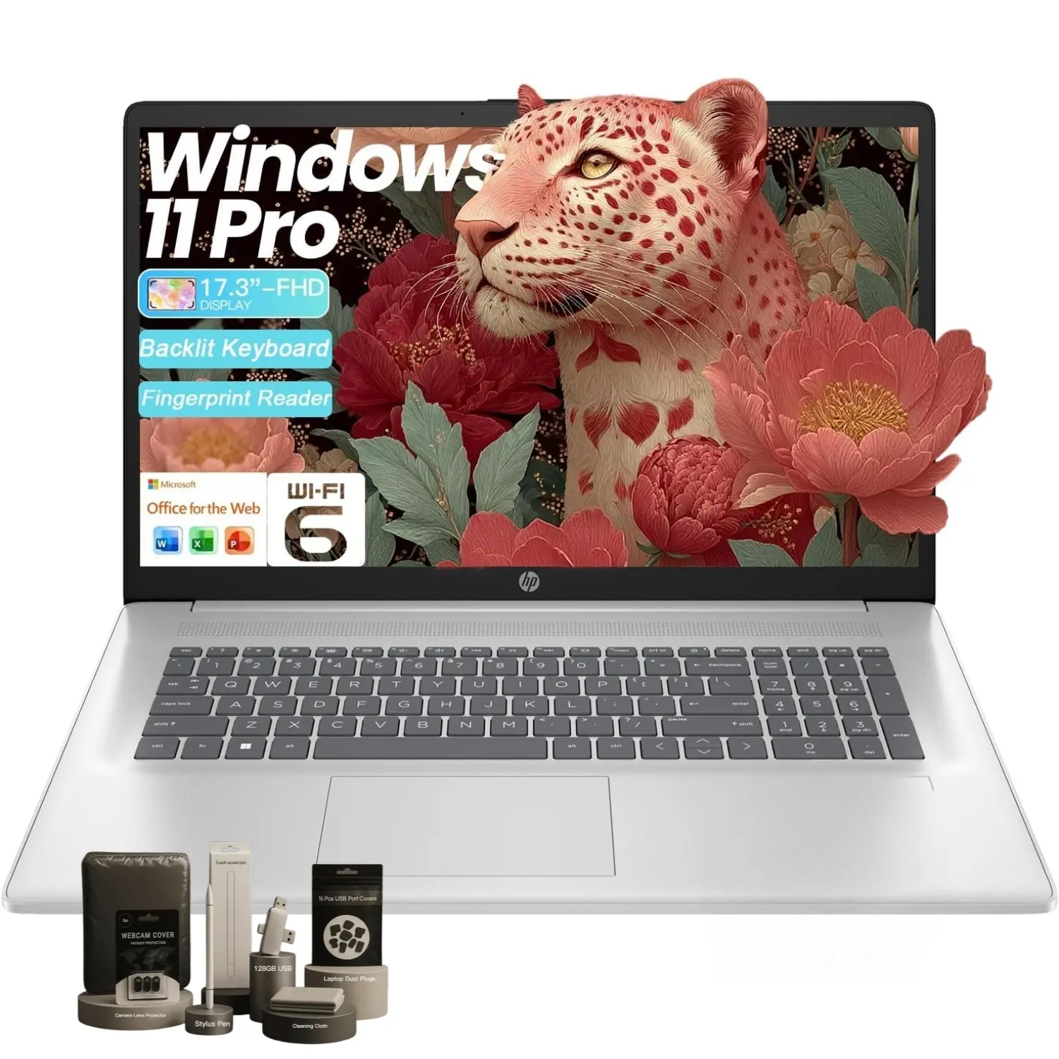 HP Essential Business Laptop, 17.3" FHD Display, Intel Core i5-1334U, up to 32GB RAM, 512GB SSD, Wi-Fi 6, Webcam, Backlit Keyboard, Windows 11 Pro, Silver, Bundle Accessory