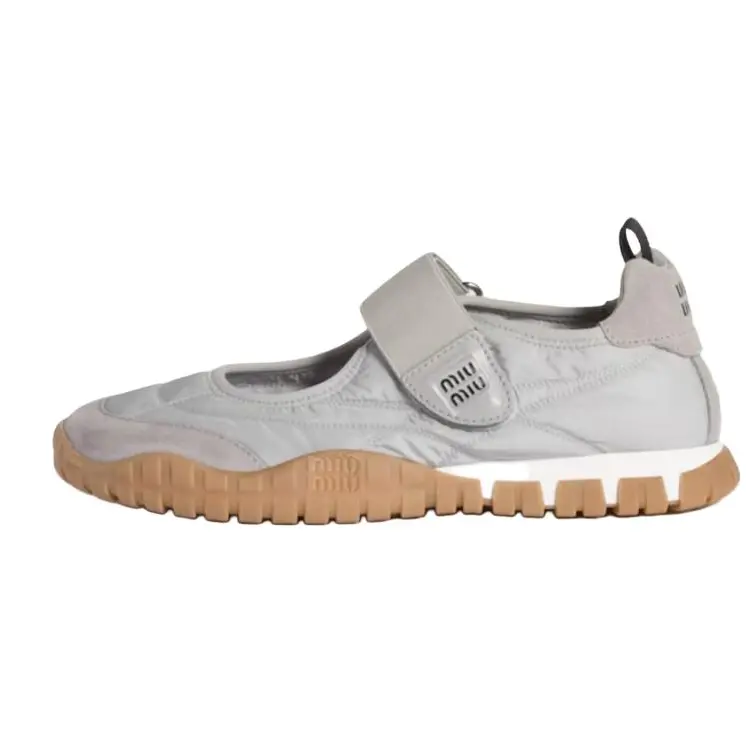 Women's MIU MIU Suede Mary Jane Flats - Round Toe, Low Heel, House White Official Casual Walking Office Versatile Soft Sole Shoes (Maison Mihara), Casual Shoes