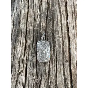 Pave Diamond Rectangle Dog Tag Pendant