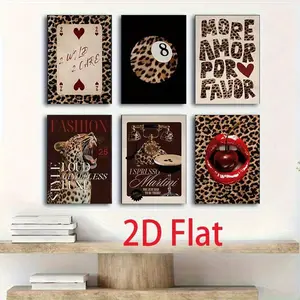2D flat painting, framed canvas artwork, featuring leopard patterns, Leopard print design, and fierce zebras, suitable for modern wall, Christmas, Halloween, baby room decor