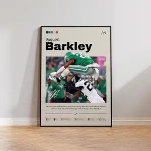 Saquon Barkley Poster, Barkley Print Decor, Football Art, Sports Fan Gift, Athlete Artwork, Philadelphia Eagles Poster, Man Cave Décor