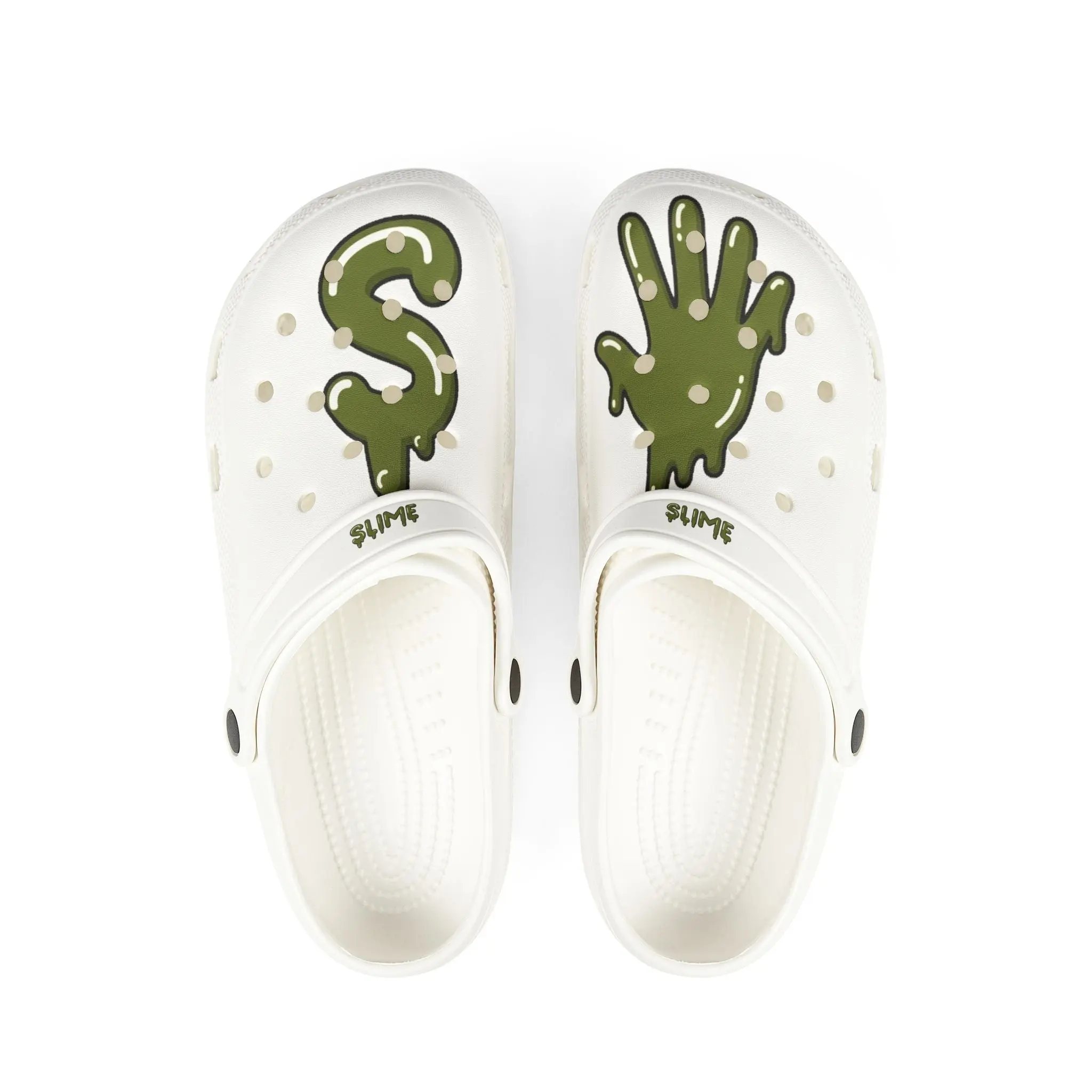 The Slime Shop Foam Clogs — Olive / Slime Drip