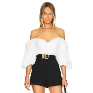 Bardot Eva Poplin Top in Orchid White