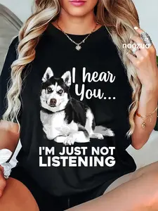 100% Cotton Funny Husky Dog Art For Men Women Siberian Husky Lover T-Shirt