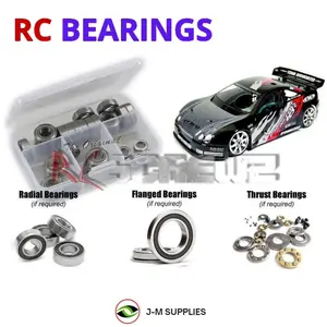RCScrewZ Rubber Shielded Bearing Kit ass002r for Team Associated Nitro TC3 / NTC3 RTR & Factory Team 1/10 Nitro 4WD On-Road Touring Car (#2034, #2035) | RCX