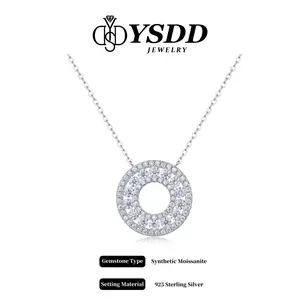 【7.26 Carousel】3CM Full Moissanite Double Circle Necklace vvs Synthetic Moissanite Necklace in 925 Sterling Silver