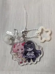Homura and Madoka Acrylic Keychain, Anime Inspired Madoka Magica Coquette, Handmade Y2K Style, Perfect Gift for Fans, Trendy Keychain, Stylish Keychain, Aesthetic Keychain, Keychain Kawaii