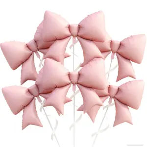 DIYDEC 6 Pcs Pink Bow Balloons Pack, 38 Inch Giant Bow Foil Balloons, Elegant Pink Aluminum Balloon for Girls Women Bow Themed Birthday Bridal Baby Shower Wedding Bachelorette Princess Party Decorations,Valentine's Day Decorations