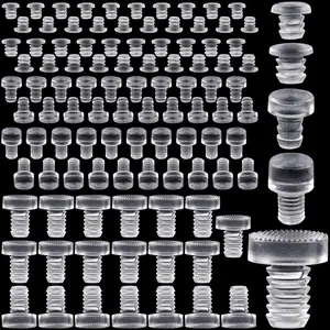 50 count Glass Top Table Bumpers with Stem, 5 Sizes Assorted Anti-Slip Pads, Clear  Glass Patio Table , Cabinet Stoppers for Furniture (0.19/0.20/0.21/0.24/0.35inch)