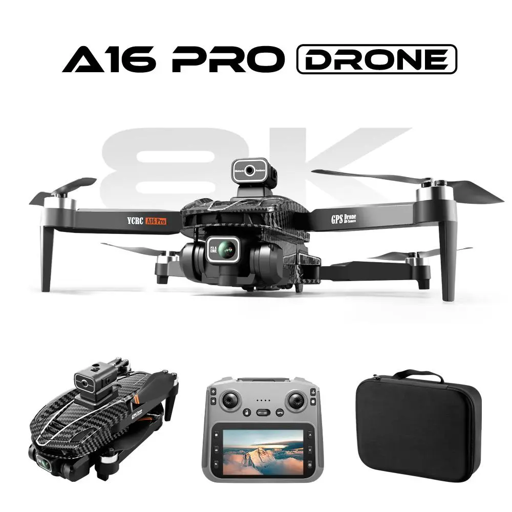 Screen Controller GPS Drone with HD Gimbal Camera 4.5-inch Screen Carbon Fiber Shell GPS Auto Return Brushless Motors Gesture Capture  360° Flips