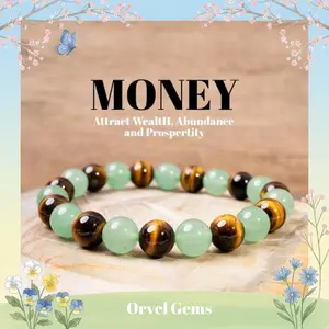Money Manifestation & Attraction Bracelet – Wealth, Luck, Party Style, Anxiety Soothing | Tiger’s Eye Aventurine Green Agate Citrine Hematite Malachite Rutilated Quartz Apatite Amethyst Moonstone Gemstone Jewelry Gift for Unisex Turquoise Beaded