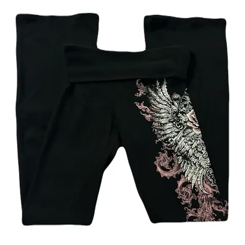 Pink panther foldover flared leggings