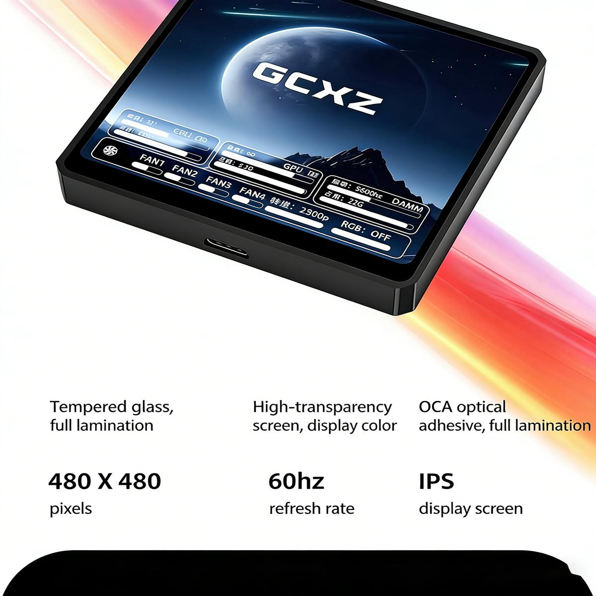 New GCXZ -3.95" secondary monitor, compatible with water-cooled CPUs; IPS panel for computer monitoring; Type‑C connection, no AIDA64 required; free DIY display; tempered glass screen protector; does not consume PC performance; pure white; G95 secondary m