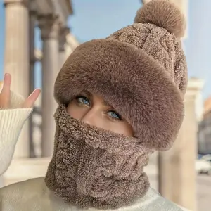 Women's 2026 New Elegant Winter Hat & Scarf Set, Fleece-Lined, Thick, Windproof, Cold-Proof Christmas Gift for Commuters (Sports & Outdoor Accessory), Elegant Set