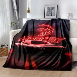 Fashion Art Print Srt Hellcat Racing Blanket Living Room Sofa Noon Break Plush Sleeping Blanket Boys Bedroom Soft Bed Sheet Gift soft flannel bedroom office blanket plushthin quilt holiday travel birthday Christmas gift  Lightweight, soft, and breathable