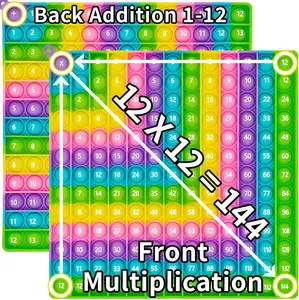 Double-Sided Math Pop Board for  - 12x12 Multiplication & 1+1 to 12+12 Addition Tables, STEM Sensory Learning  with Poppable Bubbles, Classroom &  Learning Multiplication Chart Tool(1Pc)