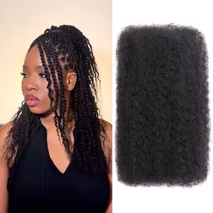 Afro Kinkys Bulk Human Hair Kinky Straight Bundles Human Braiding Hair For Mini Twist Extensions Repair Locs Twist Braiding Afro Kinky Human Hair for Locs 1 Pack 50 Gram Natural Black