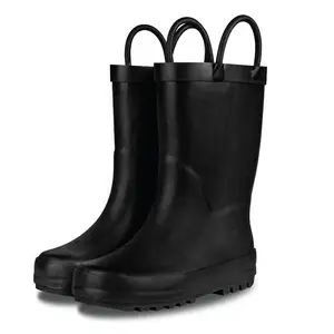 Chalkboard Black Matte Kids Rain Boots - Puddle Proof Fun for All Outdoor Adventures, Comfortable and Easy to Put on