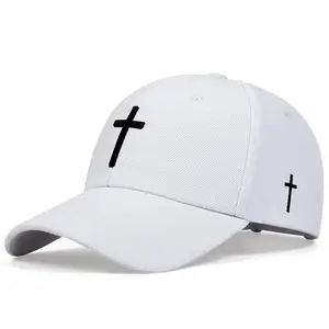 Unisex Cross Embroidery Snapback Baseball Caps Spring and Autumn Outdoor Adjustable Casual Hats Sunscreen Hat Black/White/Black Red Polyester One Size