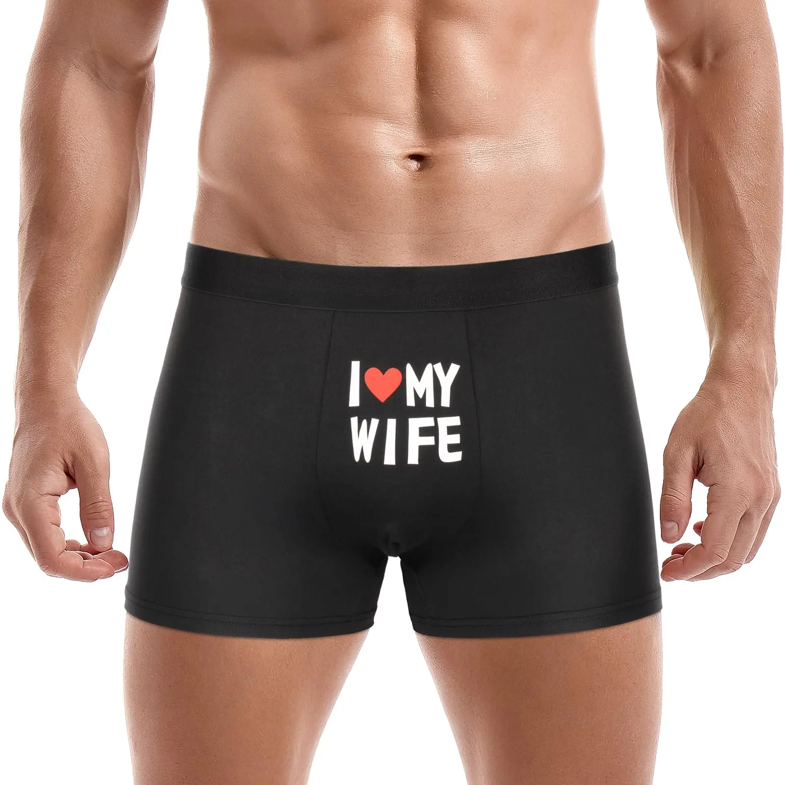 BARLEY ONE Valentine's Day Men's Boxer Briefs - "I Love My Wife" Funny Novelty Print | Soft Comfortable Underwear (Perfect V-Day Gift!)
