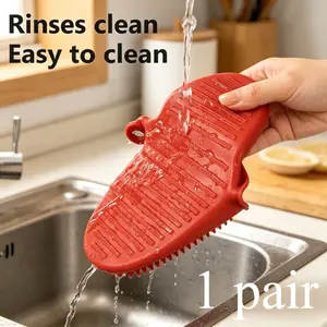 1 pair of silicone anti scald and heat-insulating hand clips, soft and durable upgraded design, safe food grade silicone material, multifunctional kitchen anti scald tool, suitable for daily cooking and outdoor barbecue