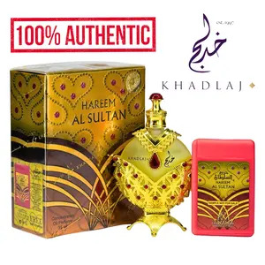 Khadlaj Perfumes | Hareem Al Sultan Gold with Free Spray Bundle | Oil 1.1 OZ & Spray 0.70 OZ | For Women | Nectarine - Magnolia & Patchouli | Exotic Arabic Perfume