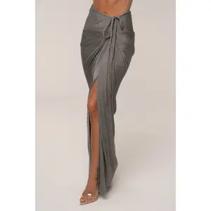 Silver Noelia Metallic Slit Skirt