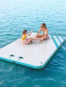 Garvee Inflatable Floating Water Platform in Multiple Sizes (10ft, 8ft, 6ft) with Rope Ladder and Non-Slip Surface, Ideal for Pools, Beaches, and Oceans as a Stable Floating Dock or Raft