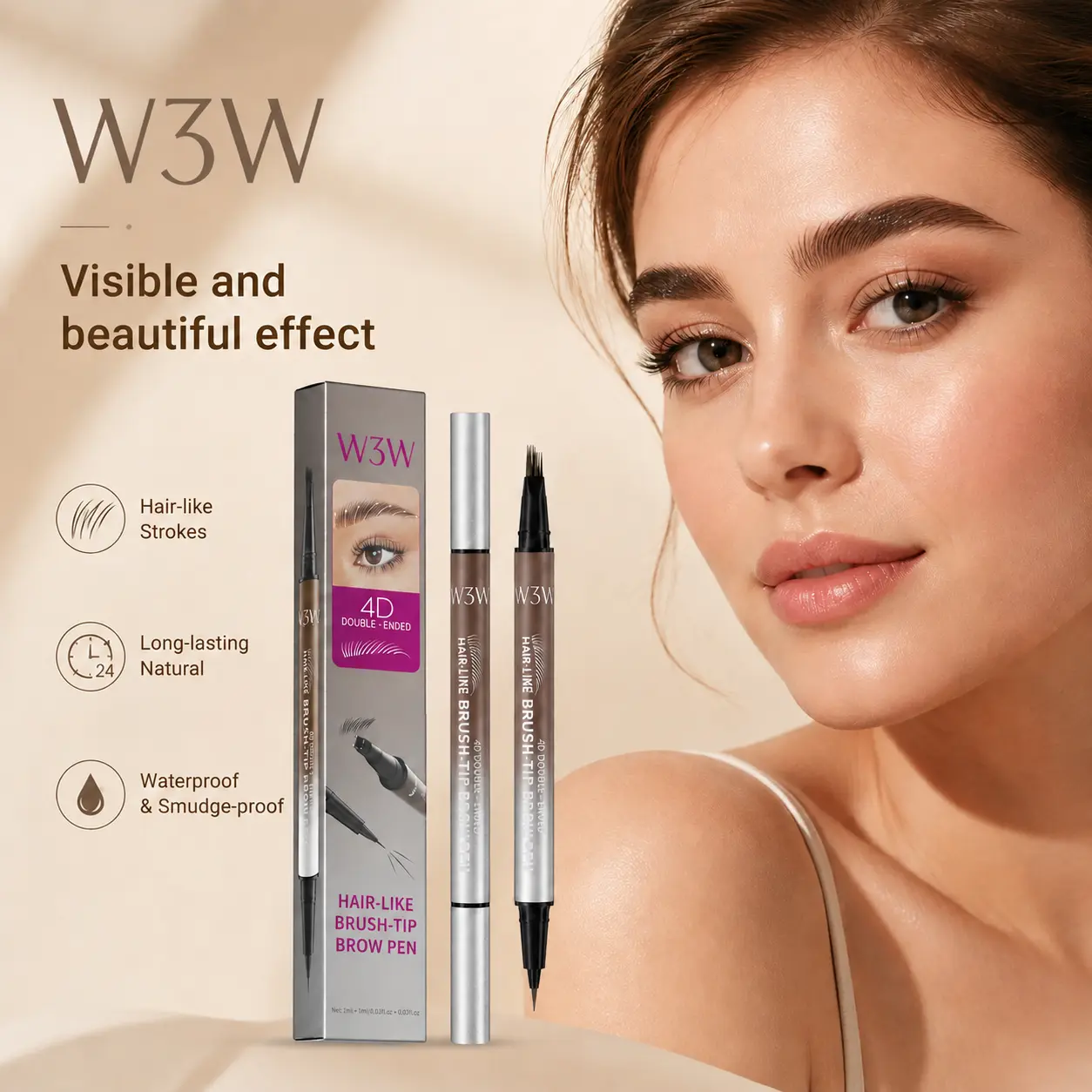 Waterproof Dual-Ended Brow Pen – Ultra-Fine Hair-Like Strokes, Smudge-Proof All Day Waterproof Dual-Ended Brow Pen – Ultra-Fine Hair-Like Strokes, Smudge-Proof All Day