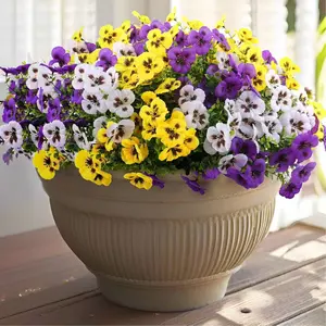 12 / 24 Bundles Of  Artificial Tricolor Violet Flowers, Suitable For Outdoor Use, Imitating UV Resistant Tricolor Violet Flowers, Suitable For Outdoor Flower Pots, Front Doors, Porches, Courtyards, Terraces, Windowsills, And Home Decoration