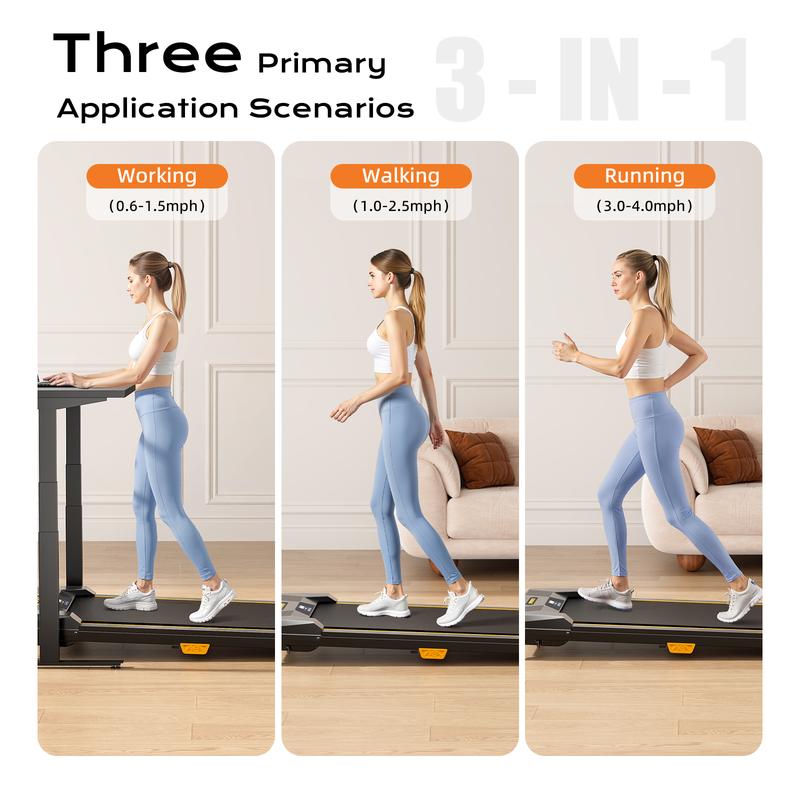 【HappyValentine's Day】Incline Treadmills Home, 330 lbs Capacity, 3-in-1 Under Desk Treadmill, Shock-Absorbing Quiet Walking Pad, Indoor Mini Exercise Equipment with Remote Control, Portable, Compact, Collapsible, with LED Display, Office Use, T1 classic