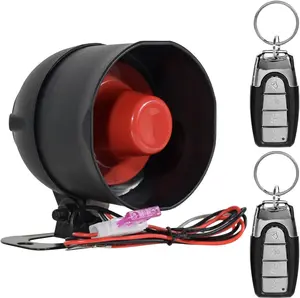 Universal 12V 20W Car Security Horn Vehicle Alarm Security Protection System, Auto Car Alarm Device, Sensitivity Anti Theft Car Alarm System, Loud Horn Car Alarm System with 2 Remote 6 Tone