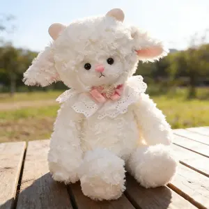 Cute Lamb Plush Toy with Birthday Hat, Soothing Doll Gift for Girlfriend, Birthday Present, Valentine's Day, Claw Machine Prize