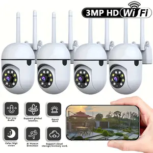 Smart Wireless Security Camera, 2k Full HD Night Vision, Motion Detection, Two-Way Audio, 355° Panoramic, Ip Smart Home Alarm