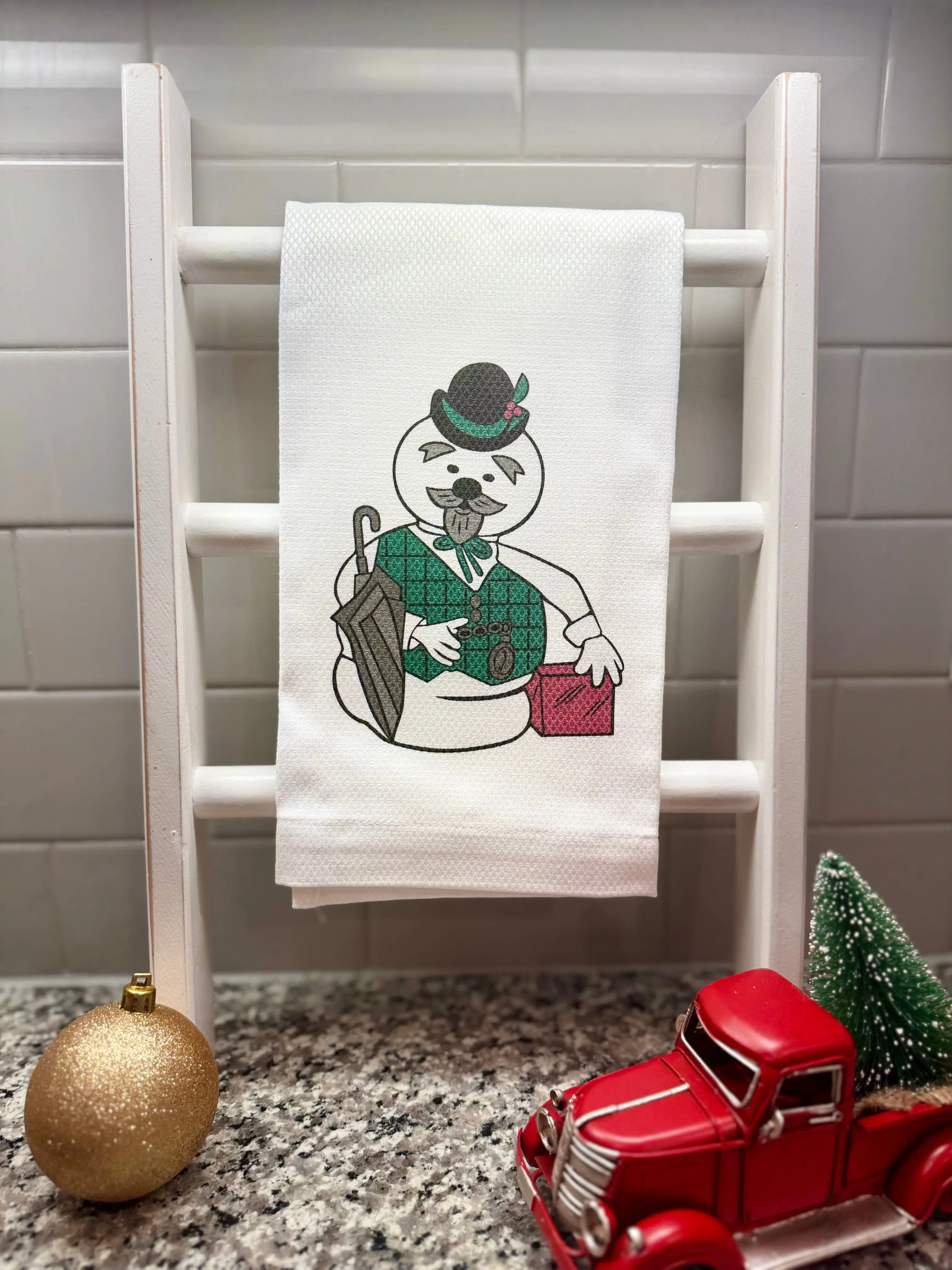 Sam the Snowman Tea Towel Hand Towel Kitchen Towel