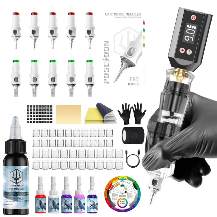 POSEIDON Beginner Practice Kit – Wireless Pen Device with Practice Cartridges & Synthetic Practice Skin
