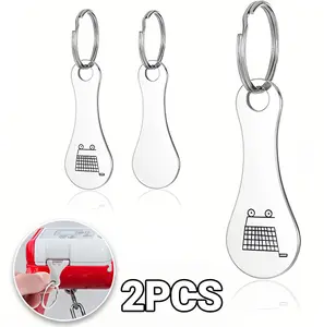 Holder Keychain, 2 Styles Aluminum Alloy Key Ring Mini Metal Shopping Trolley Tokens Keychain Portable Shopping Cart Quarter Keychain for Women Men Grocery Shopping Cart