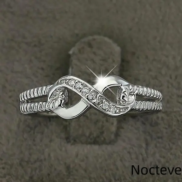 Women’s Infinity Figure 8 Simulated CZ Base Alloy Ring, Romantic Proposal Daily Jewelry & Gentle Elegant Feminine Holiday Gift Wear
